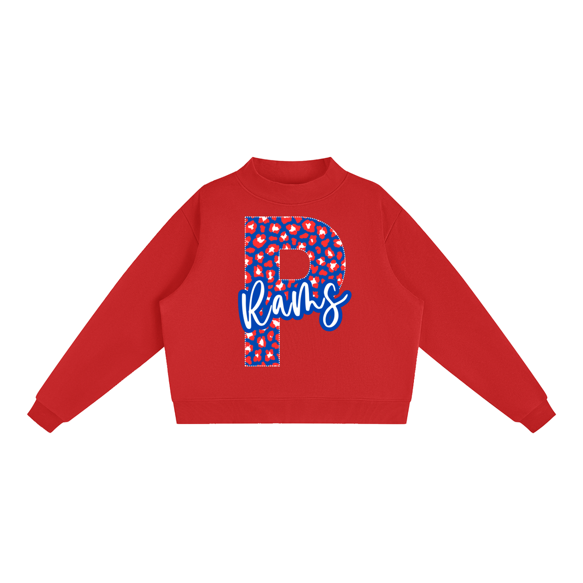 Essential Fleece Mock-Neck Crew Sweatshirt - Paragould Rams "P" Leopard