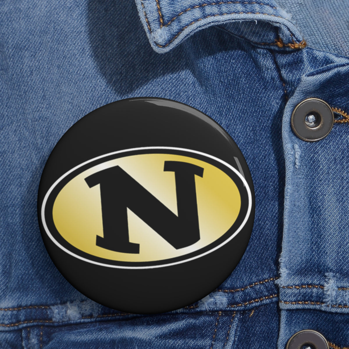 Nettleton Raiders Button 2— Black & Gold 'N' Logo Custom Pin, School Spirit Lapel Button