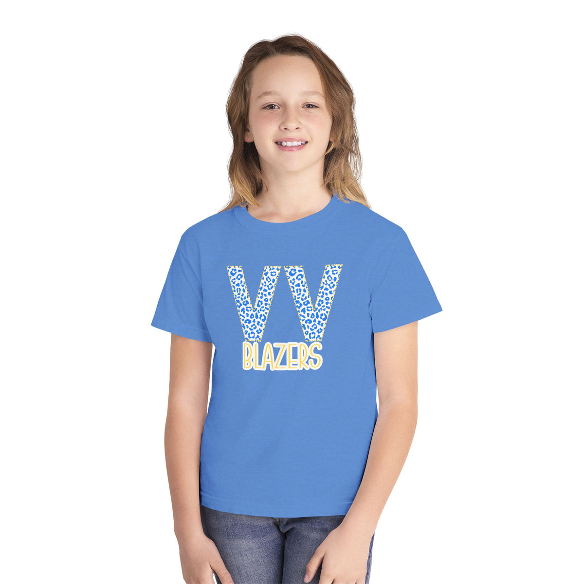 Youth Valley View. VV -Blazers Leopard Monogram Tee