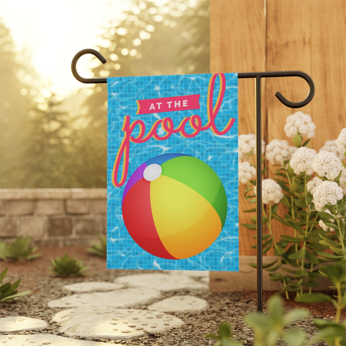 Summer Pool Banner - "At The Pool" Decor for Garden and House