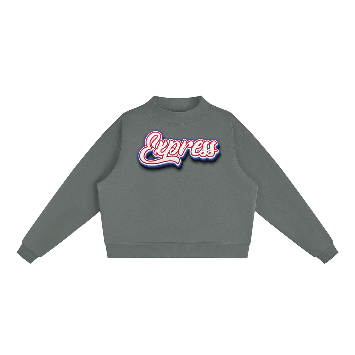 Express Baseball. Fleece Mock-Neck Crew Sweatshirt