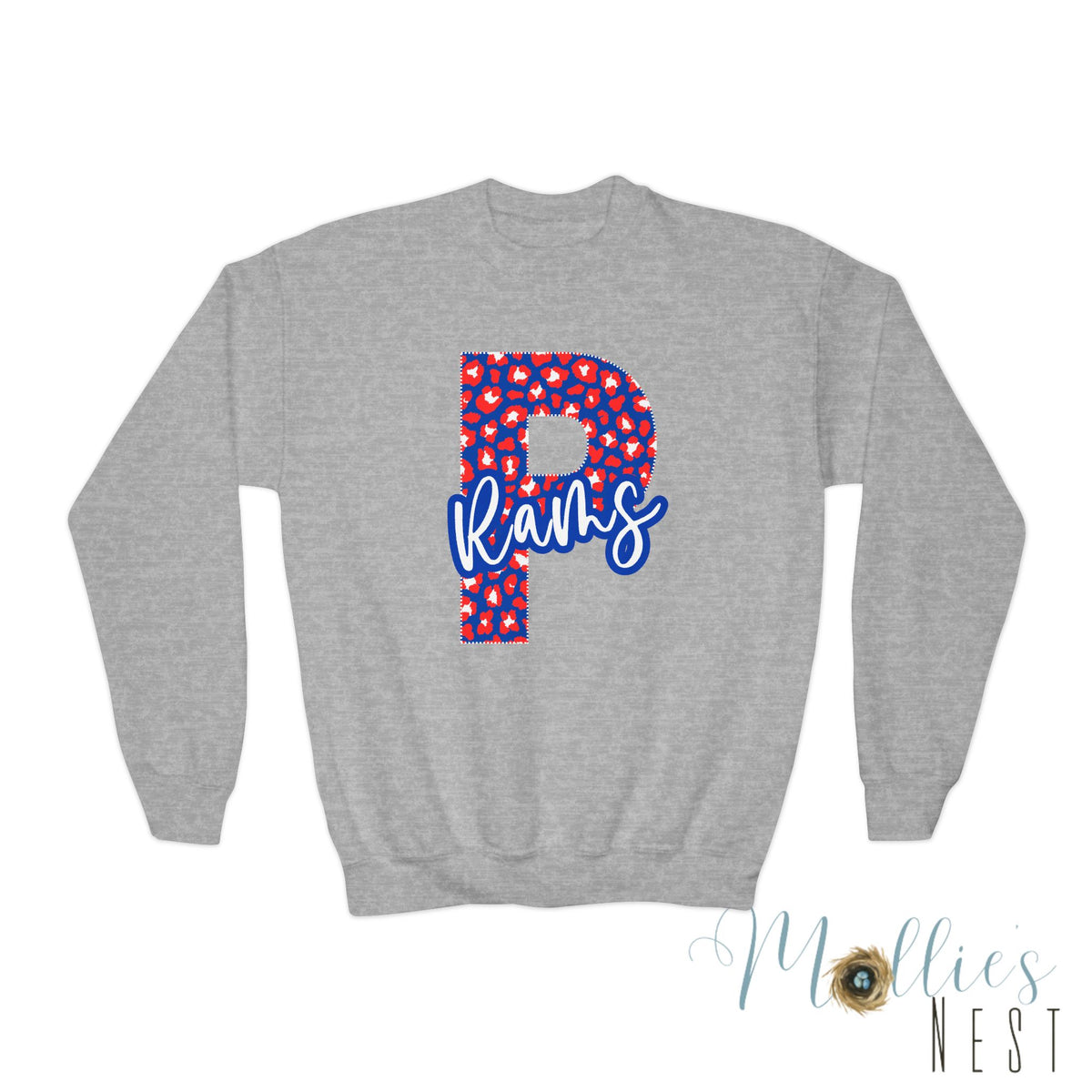 Youth Paragould Rams. Leopard "P" Crewneck Sweatshirt