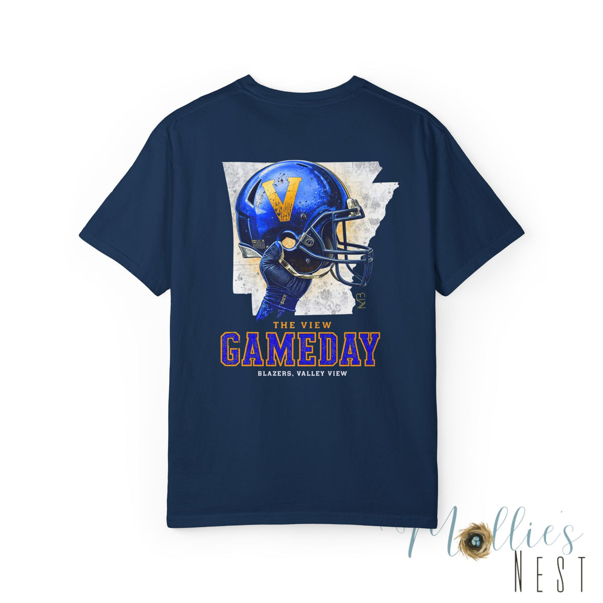 The View Gameday Football T-Shirt — Blue Helmet Vintage Style. MANNLY BRAND