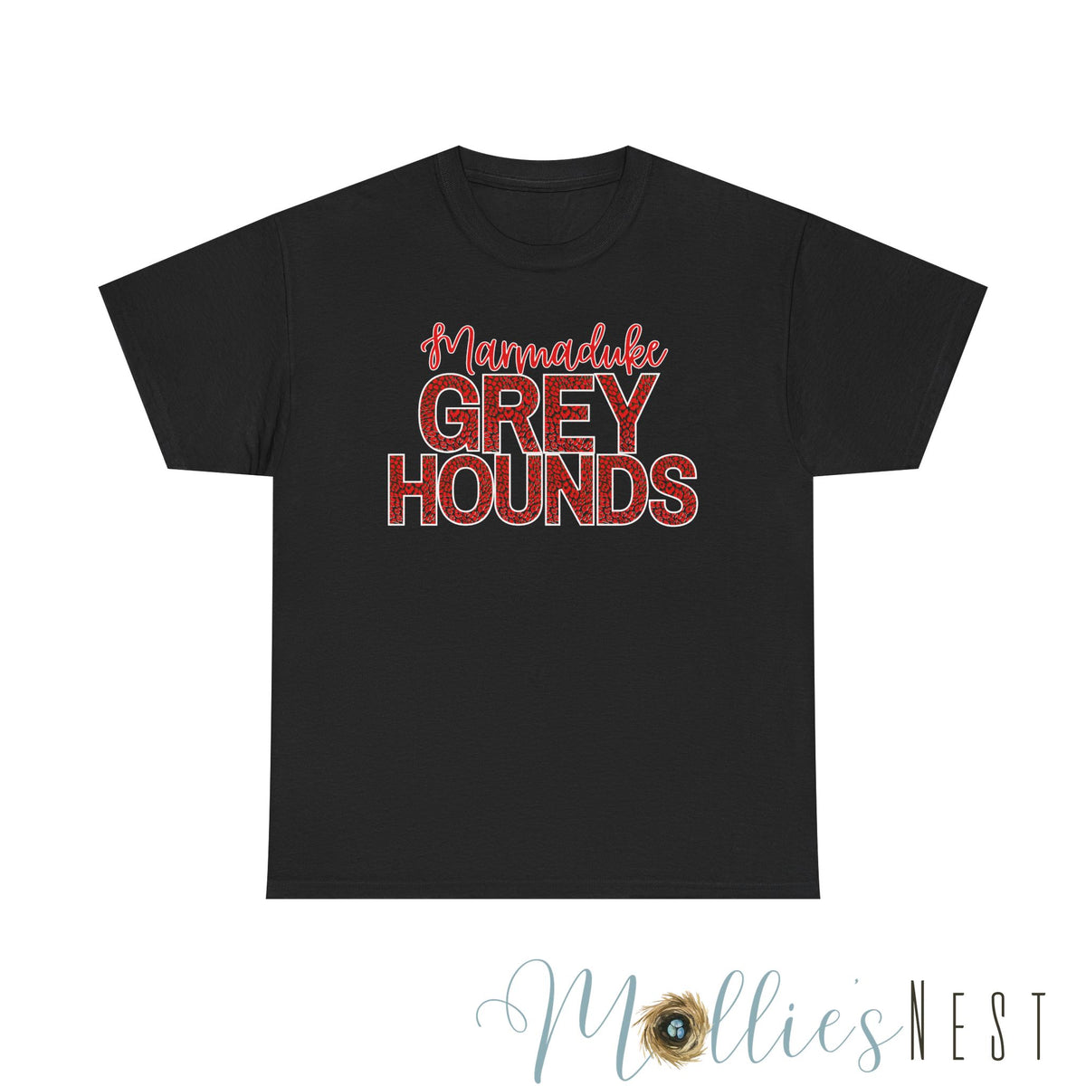 Marmaduke Greyhounds Tee. Red/Black/White