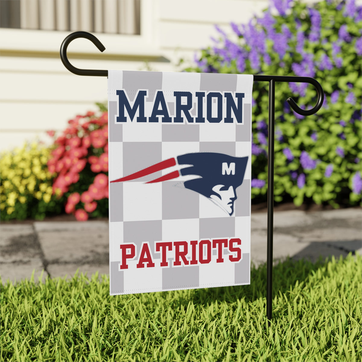 Patriots Checkered Yard Flag — Marion School Team Banner