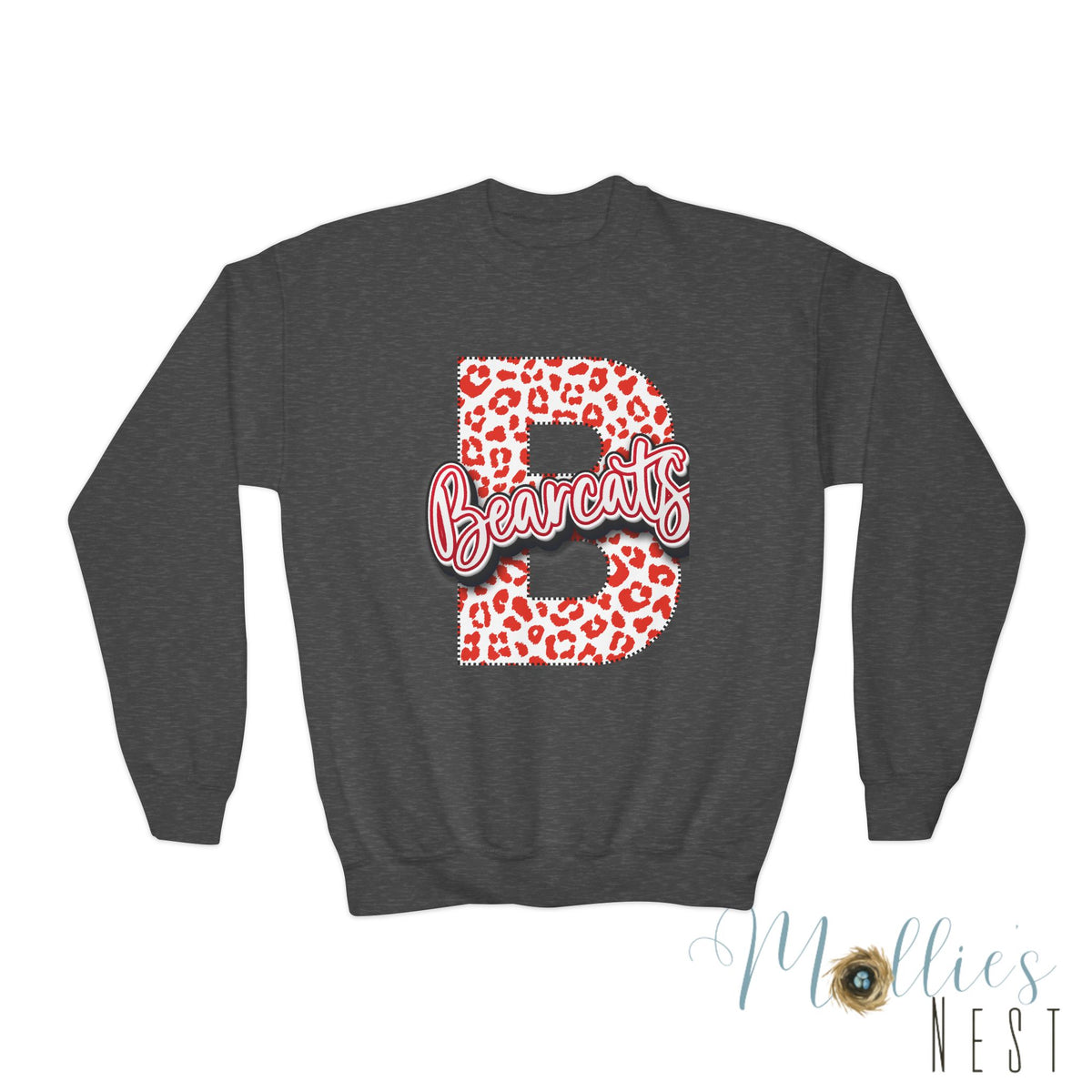Youth. Brookland Bearcats Leopard B Youth Crewneck Sweatshirt