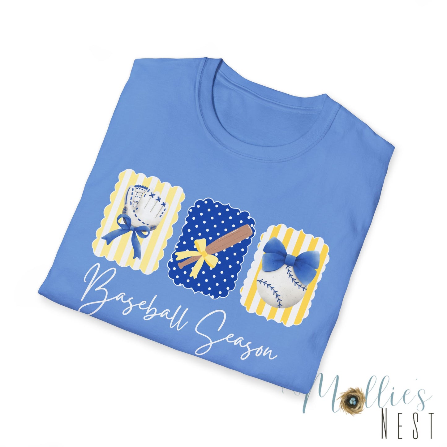 Baseball Season T-Shirt — Cute Bat, Glove & Cap Graphic