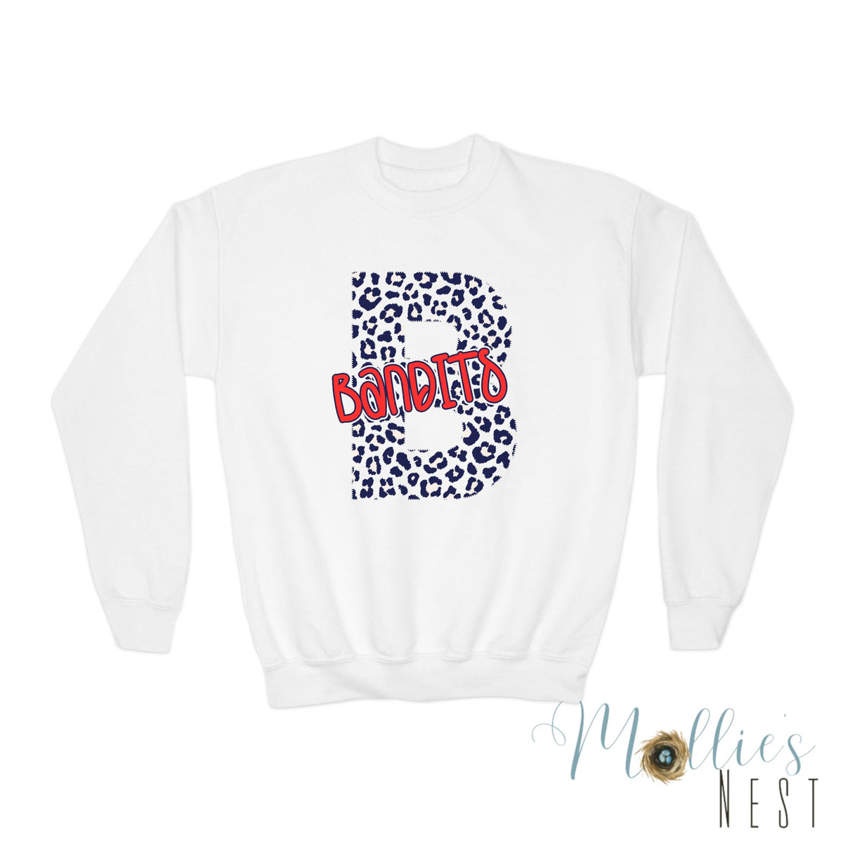 Youth Leopard B Monogram “BANDITS” Crewneck Sweatshirt