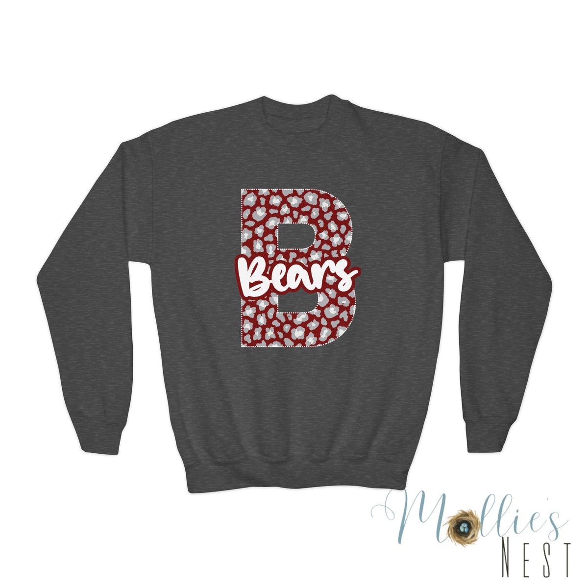 Youth Barton Bears. Crewneck Sweatshirt – Varsity B Bears Spirit Design