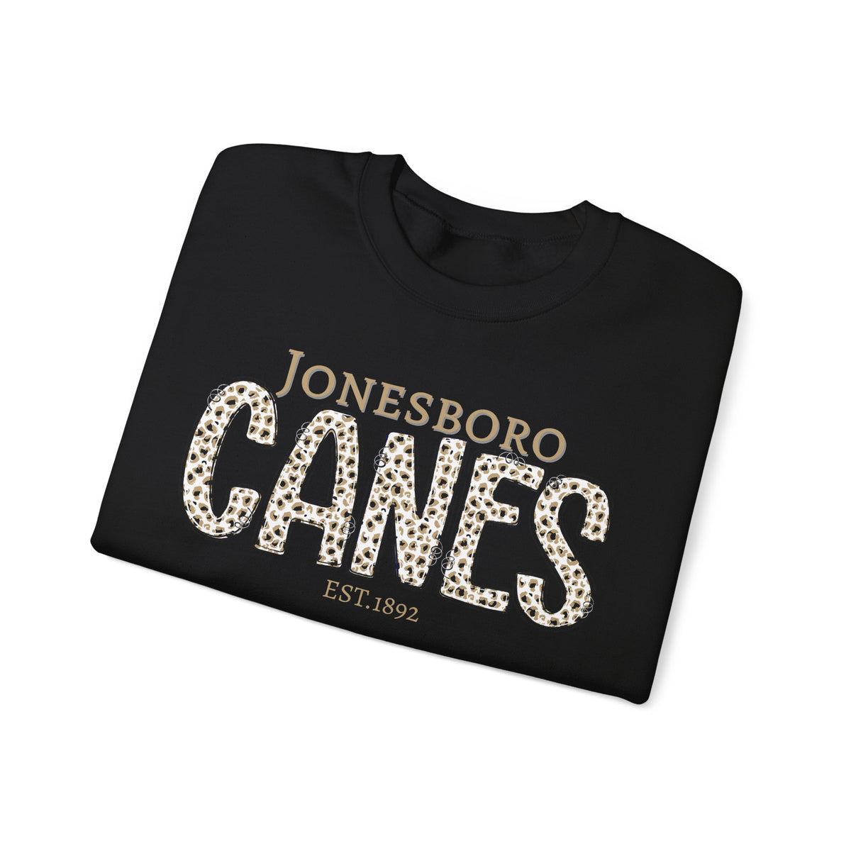 ADULT. Jonesboro Canes Leopard Print Crewneck Sweatshirt