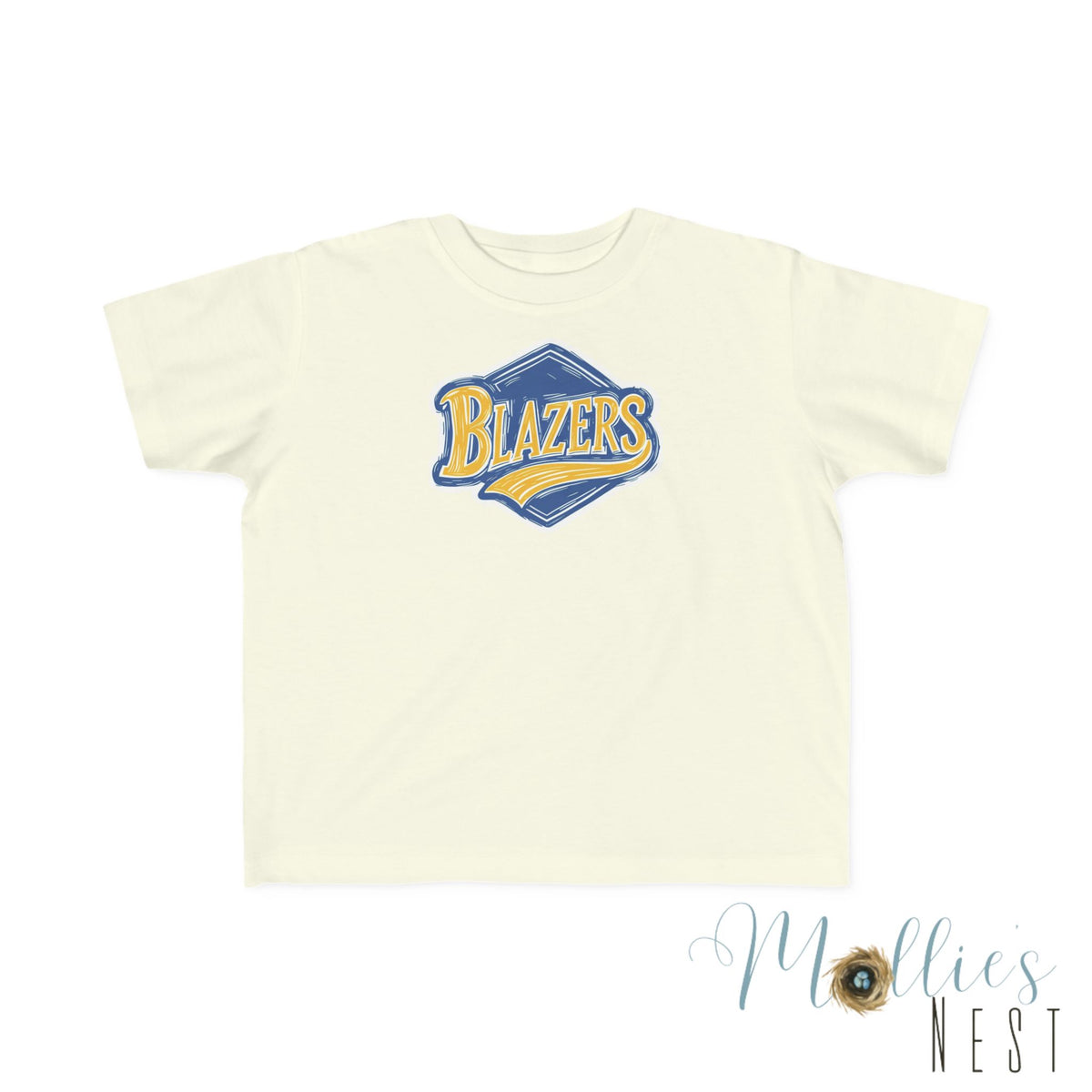 Toddler BLAZERS Retro Logo T‑Shirt — Valley View (Vintage Blue & Gold)