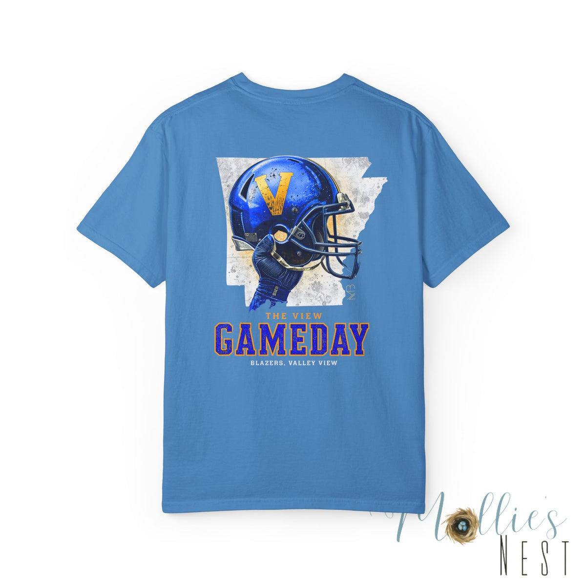 The View Gameday Football T-Shirt — Blue Helmet Vintage Style. MANNLY BRAND