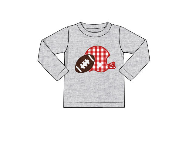 Preorder- Red & White Football Helmet Applique Shirt