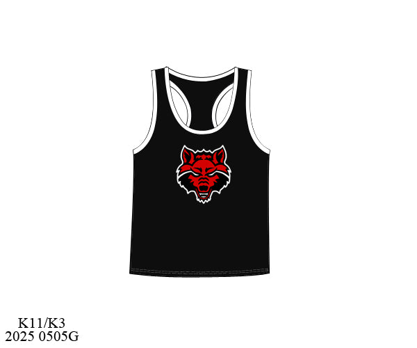 PO8- Red Wolves Applique Black Knit Tank