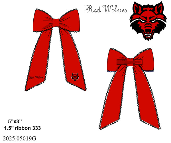 PO8 - Red Wolves Hair Bow