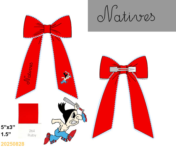 Embroidered Bow - Natives Red