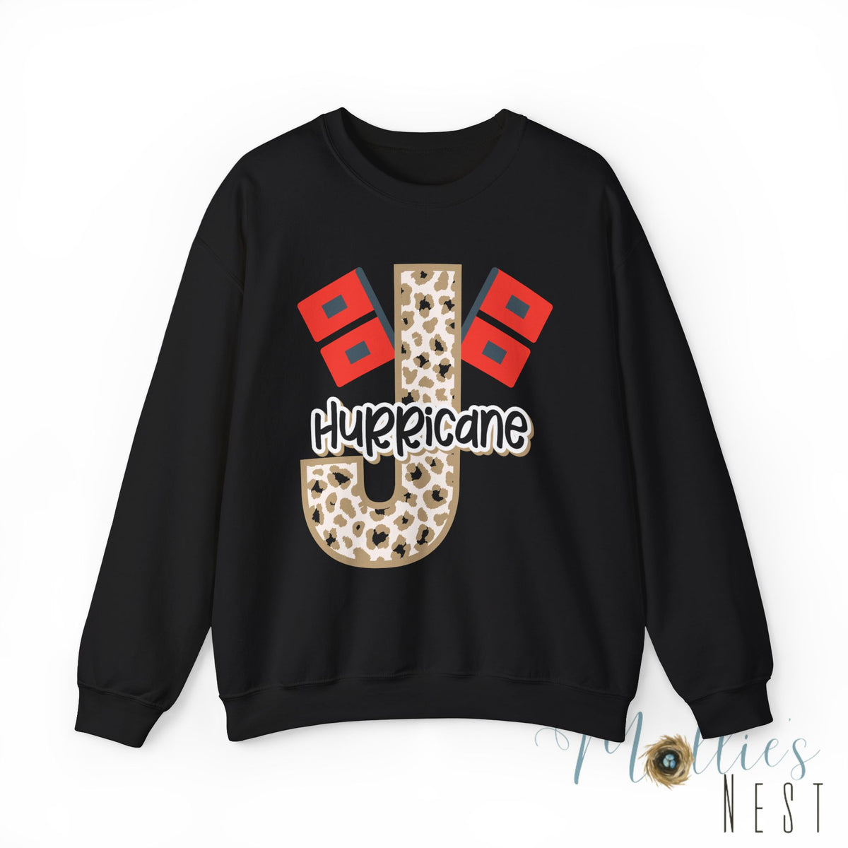 Adult. Jonesboro Hurricane Leopard "J" Crewneck Sweatshirt