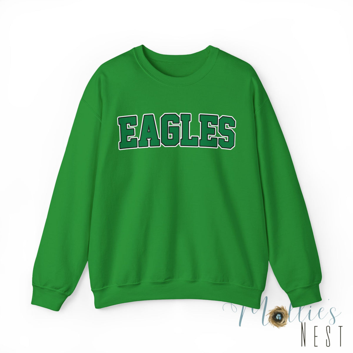 Eagles Green -Block Font Crewneck Sweatshirt