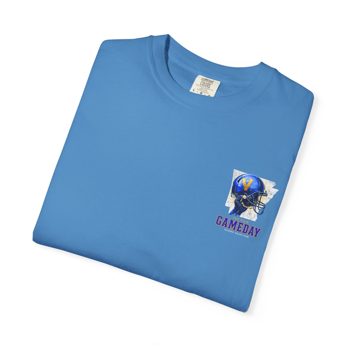 The View Gameday Football T-Shirt — Blue Helmet Vintage Style. MANNLY BRAND