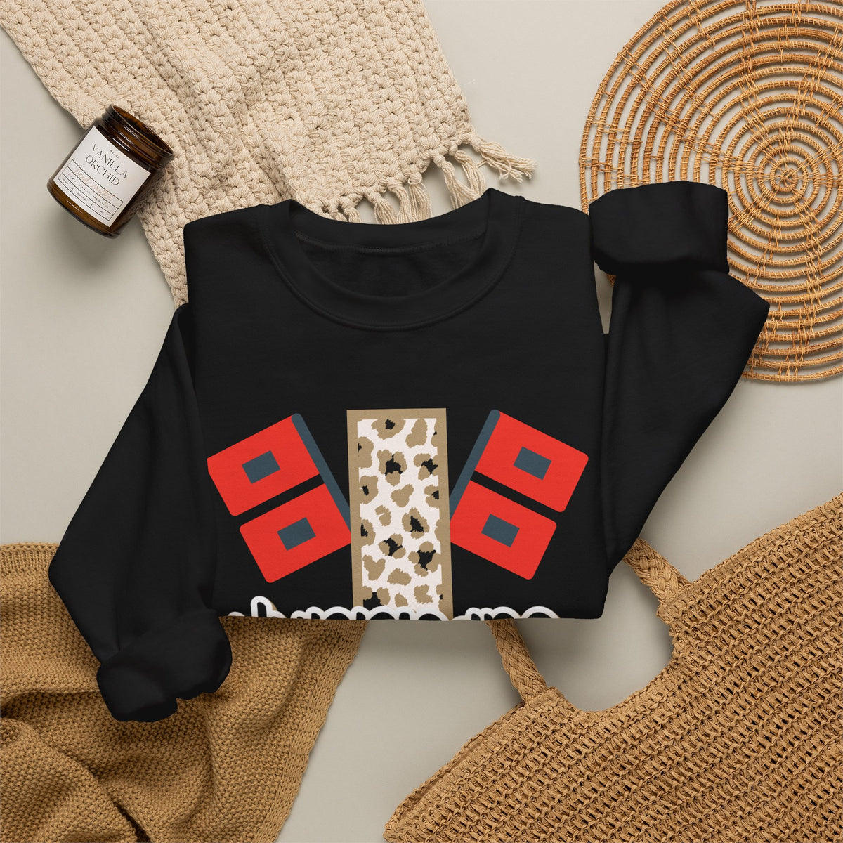 Adult. Jonesboro Hurricane Leopard "J" Crewneck Sweatshirt