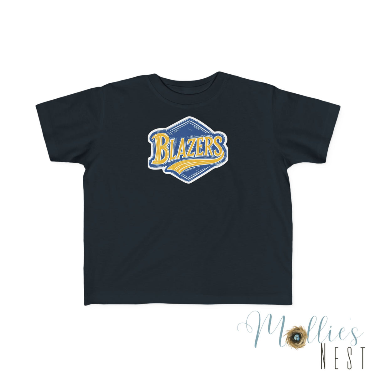 Toddler BLAZERS Retro Logo T‑Shirt — Valley View (Vintage Blue & Gold)