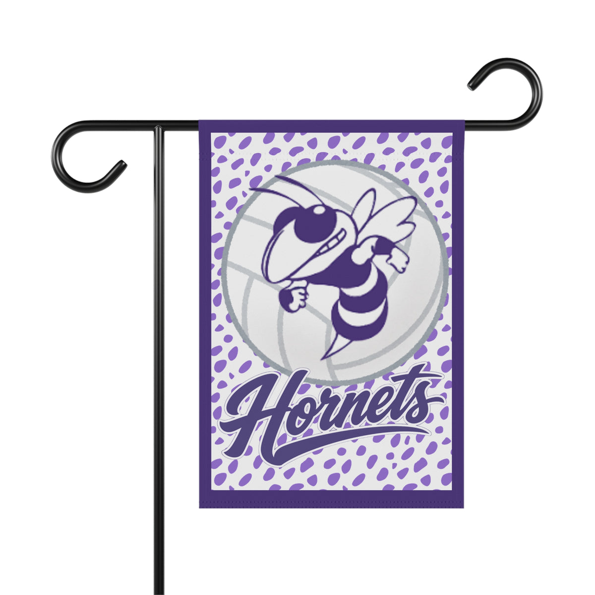 Holcomb Hornets Volleyball Flag — Purple Mascot House Banner