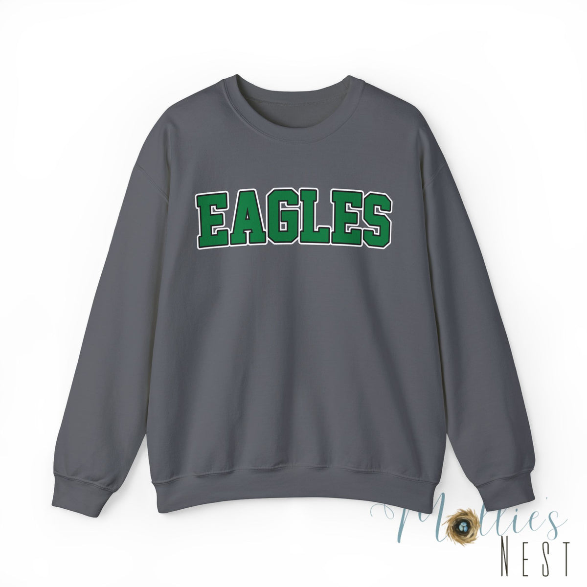 Eagles Green -Block Font Crewneck Sweatshirt