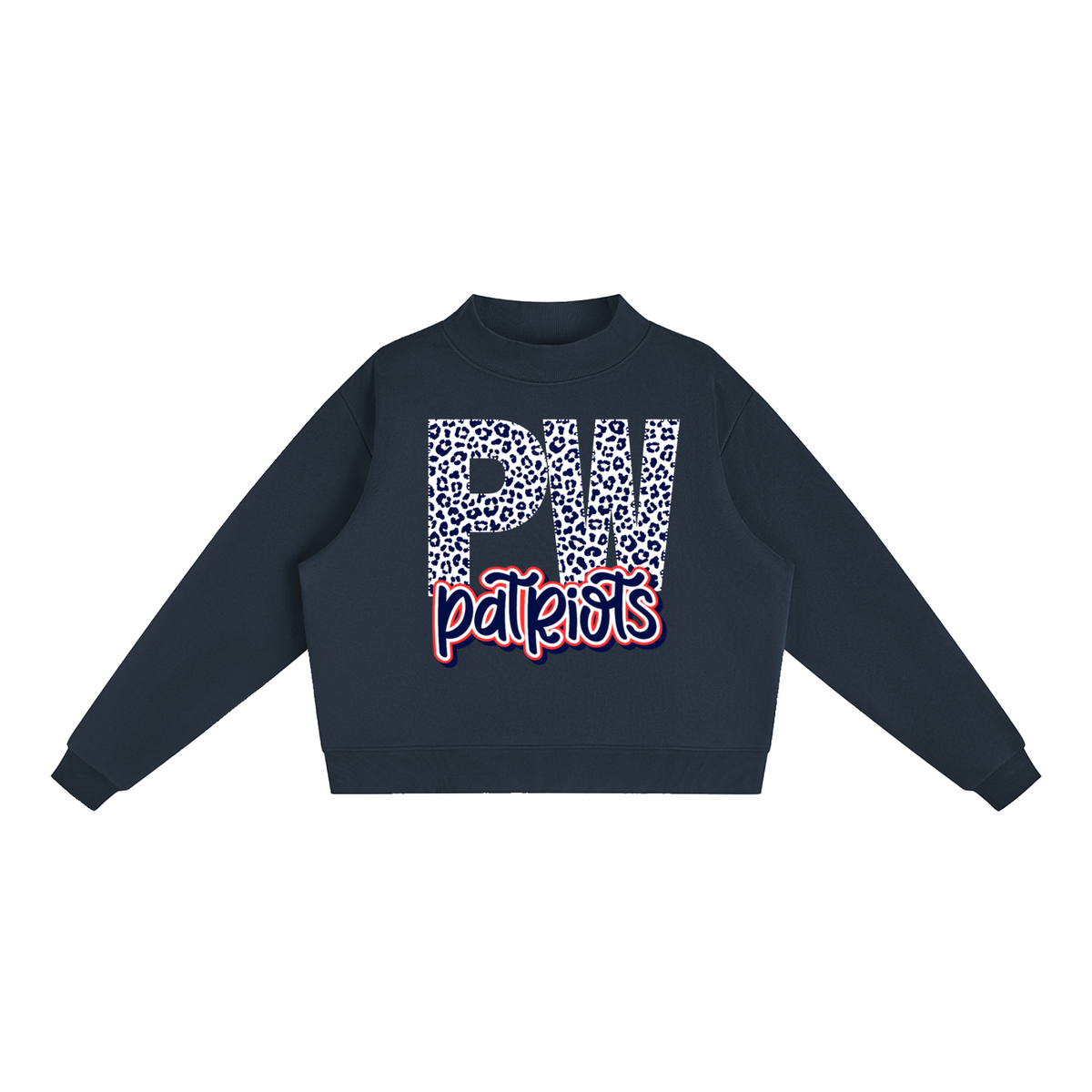 Palestine-Wheatley Patriots "PW" Leopard Fleece Mock-Neck Crew Sweatshirt