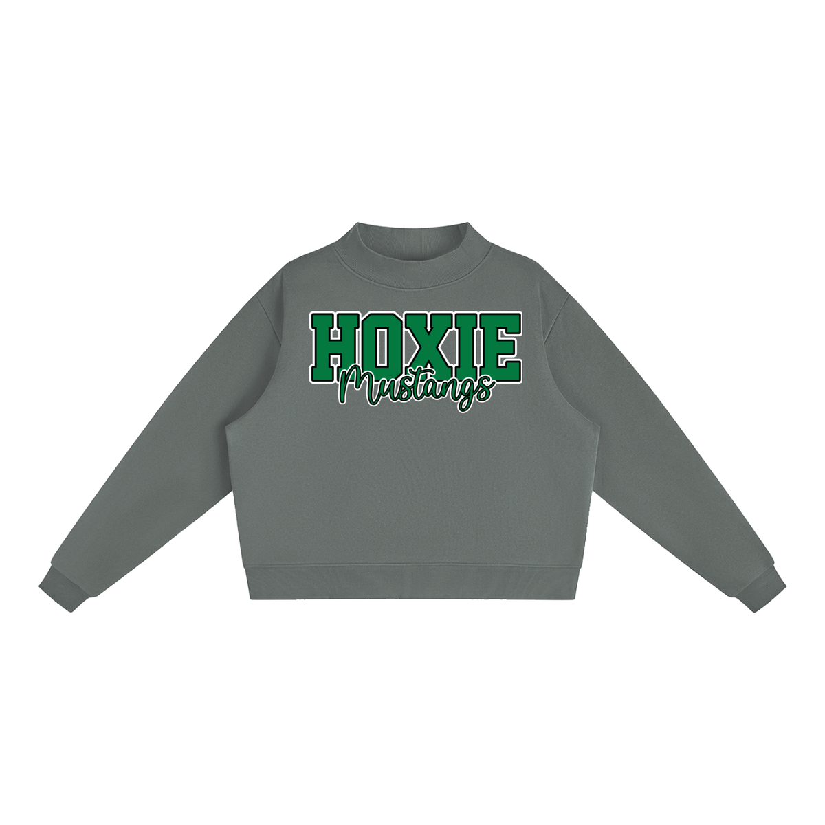 Hoxie Mustangs. Fleece Mock-Neck Crew Sweatshirt