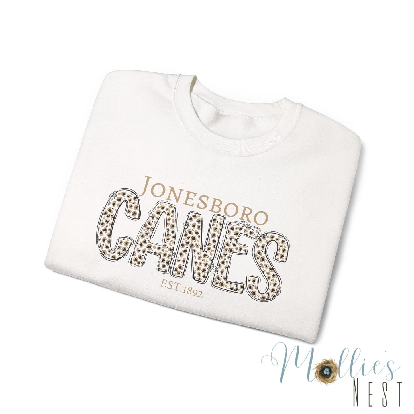 Jonesboro Canes Leopard Print Crewneck Sweatshirt.. ADULT