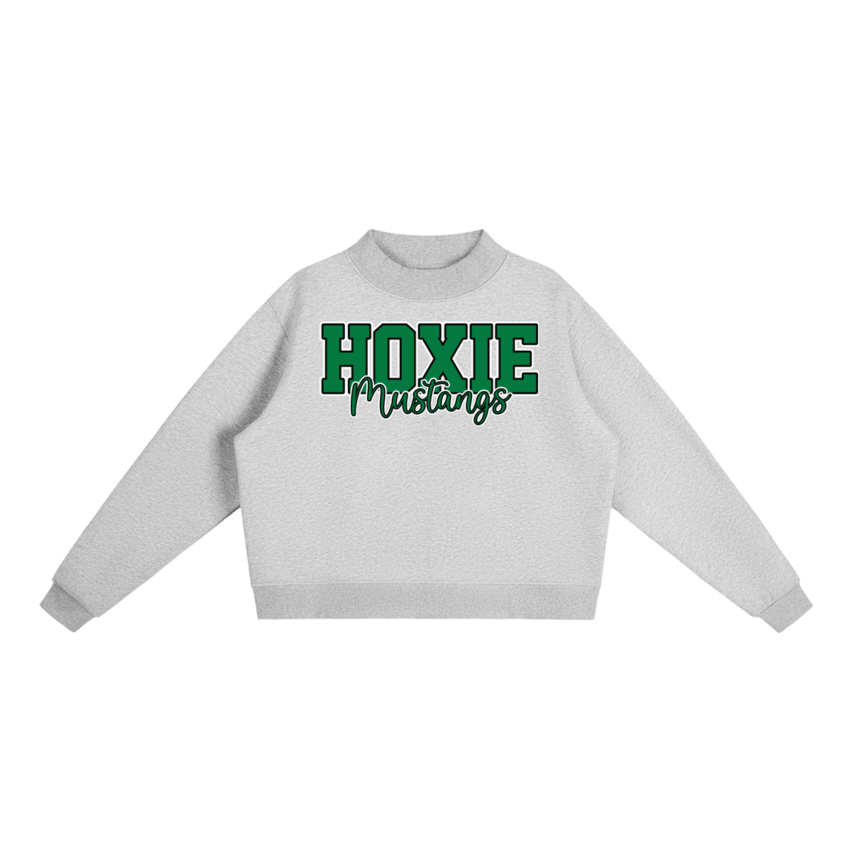 Hoxie Mustangs. Fleece Mock-Neck Crew Sweatshirt