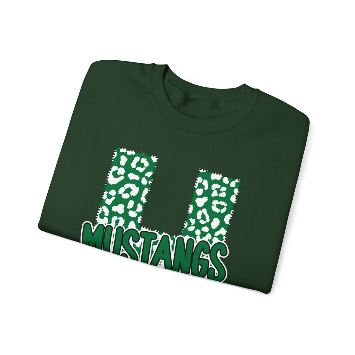 Adult. Hoxie Mustangs Leopard Print H Crewneck Sweatshirt