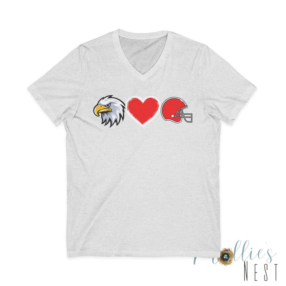Eagle - Heart - Helmet V-Neck Tee — Football Fan Love Shirt. Eagles