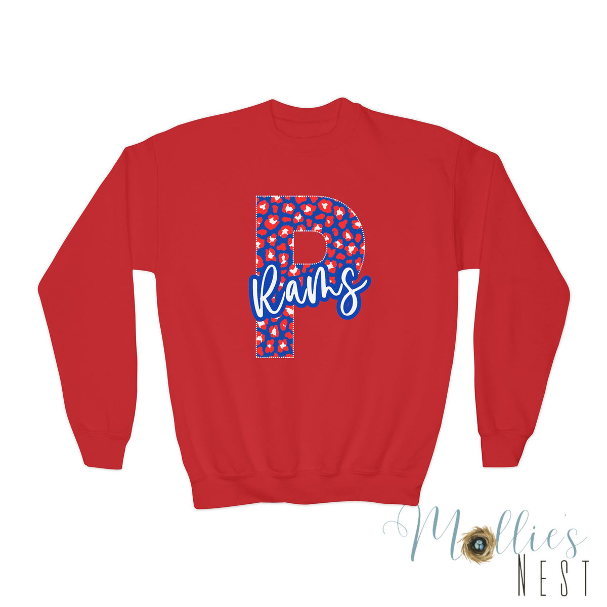 Youth Paragould Rams. Leopard "P" Crewneck Sweatshirt