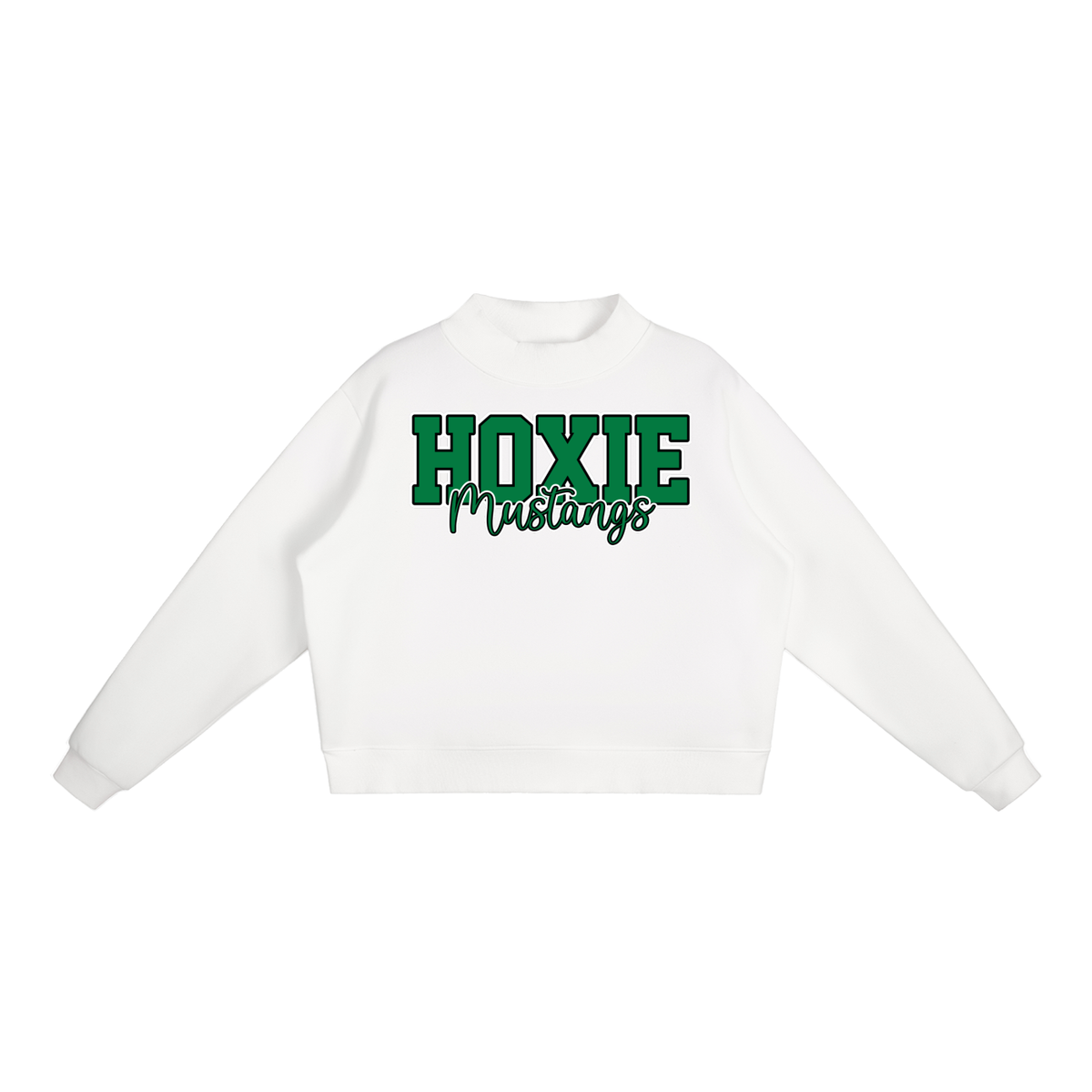 Hoxie Mustangs. Fleece Mock-Neck Crew Sweatshirt