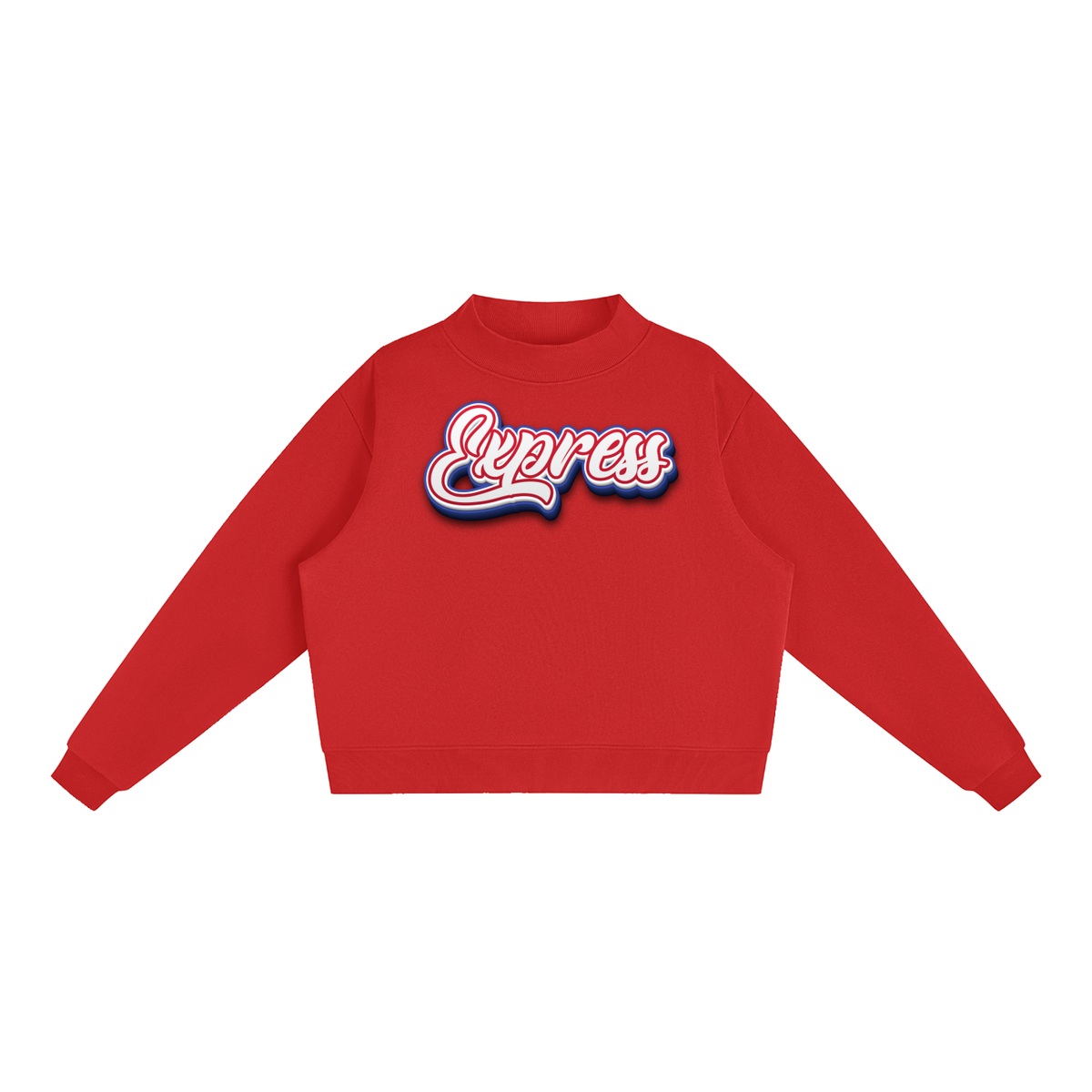Express Baseball. Fleece Mock-Neck Crew Sweatshirt