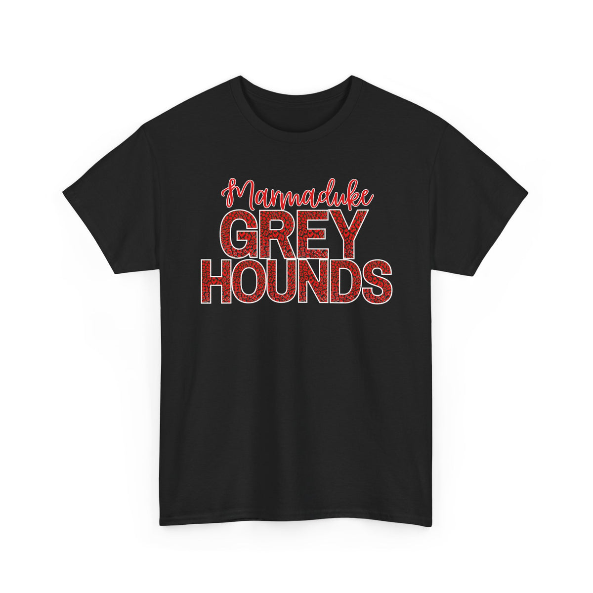 Marmaduke Greyhounds Tee. Red/Black/White
