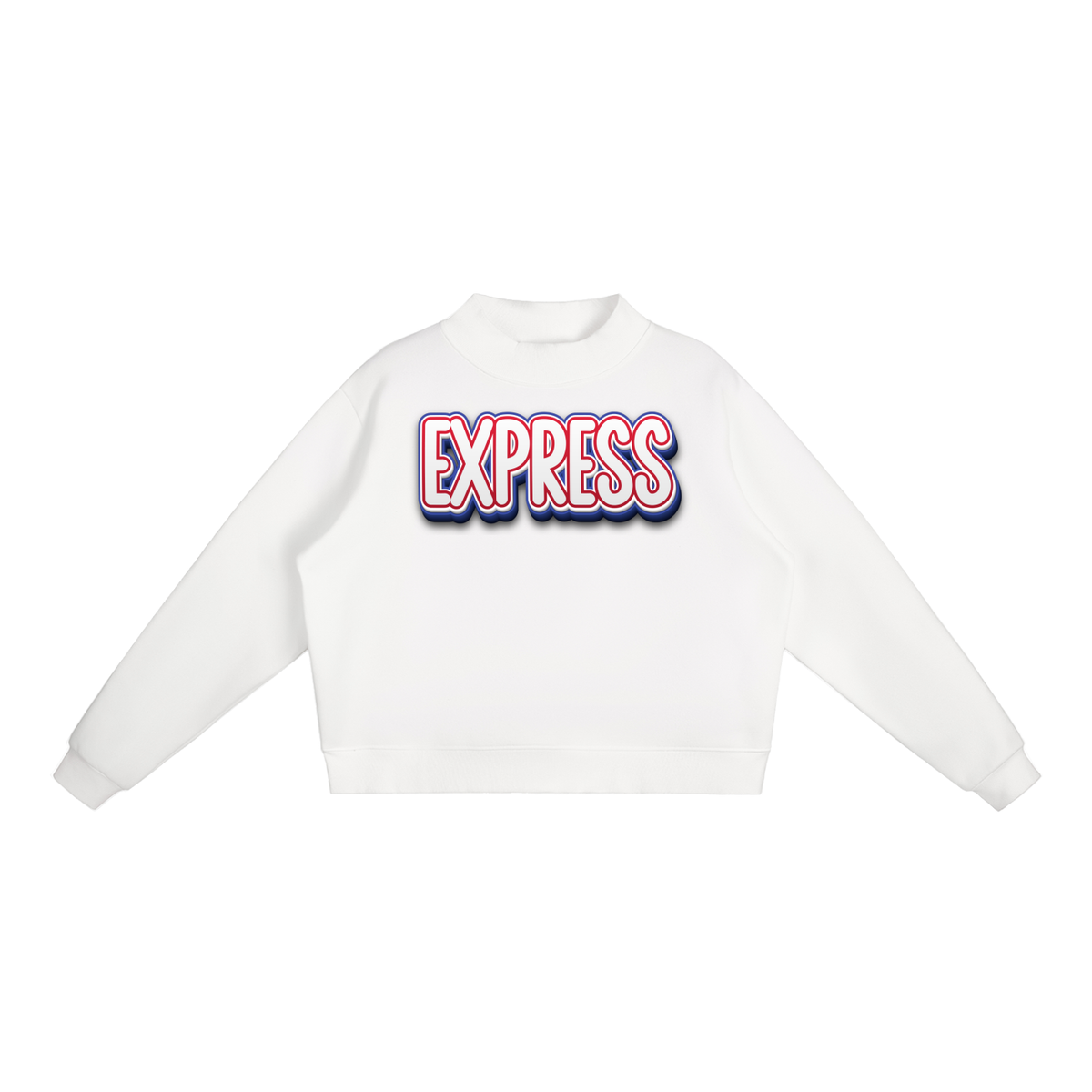 Express Baseball. Fleece Mock-Neck Crew Sweatshirt