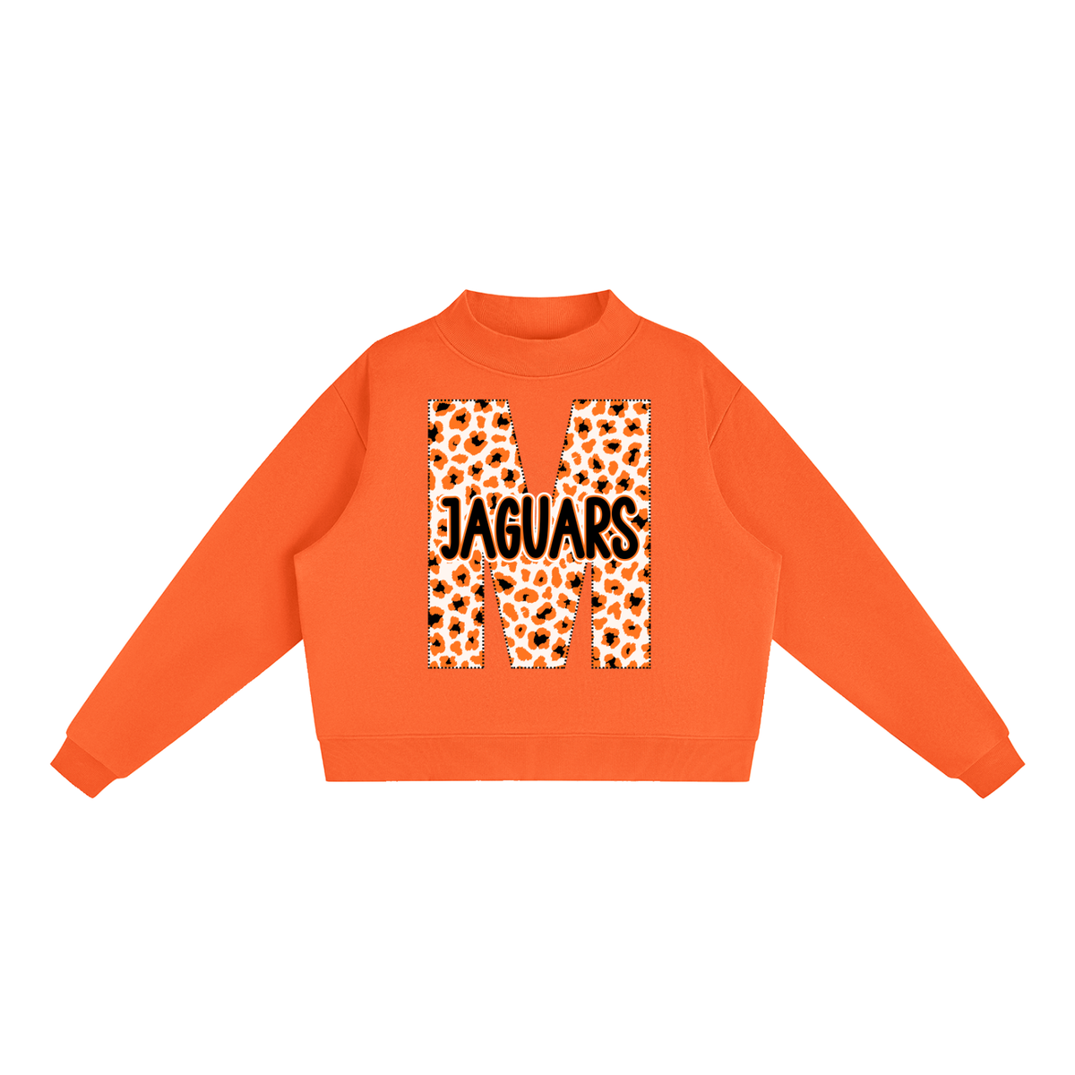 McCrory Jaguars. Leopard "M" Fleece Mock-Neck Crew Sweatshirt