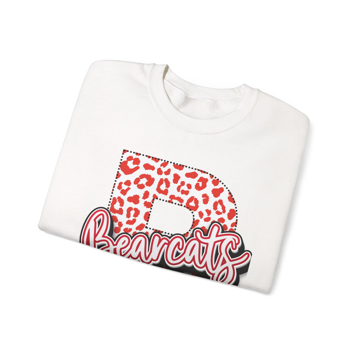 Adult. Brookland Bearcats Leopard Print "B" Crewneck Sweatshirt
