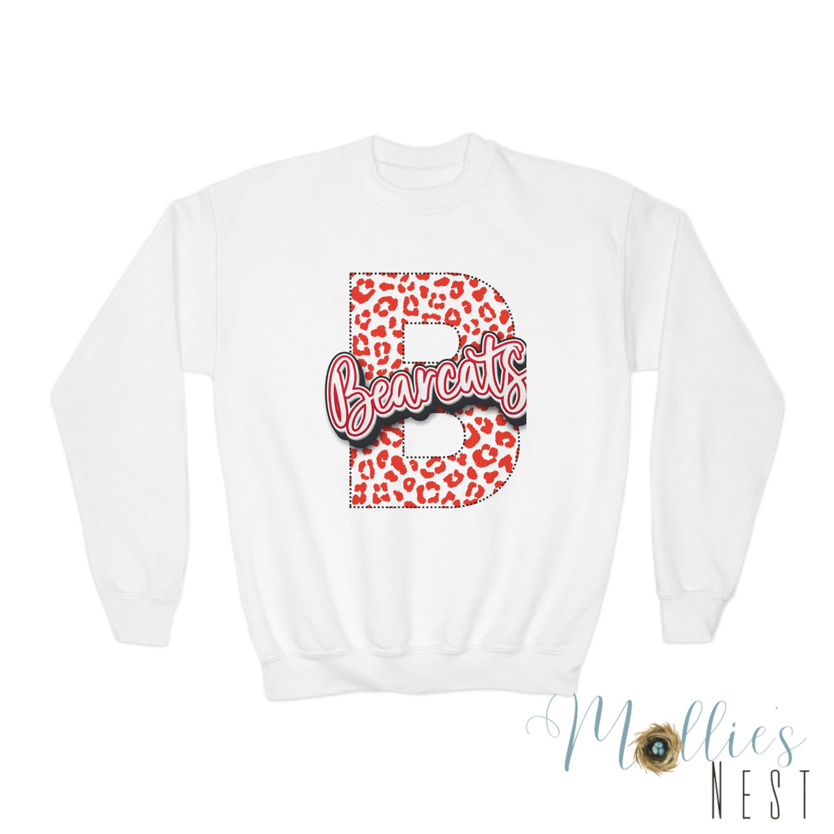 Youth. Brookland Bearcats Leopard B Youth Crewneck Sweatshirt