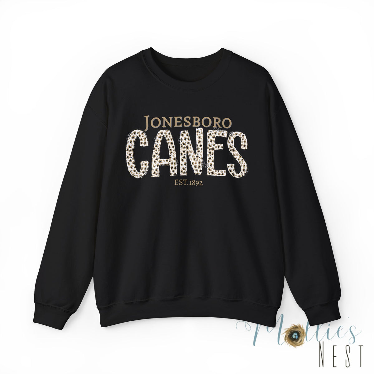 ADULT. Jonesboro Canes Leopard Print Crewneck Sweatshirt