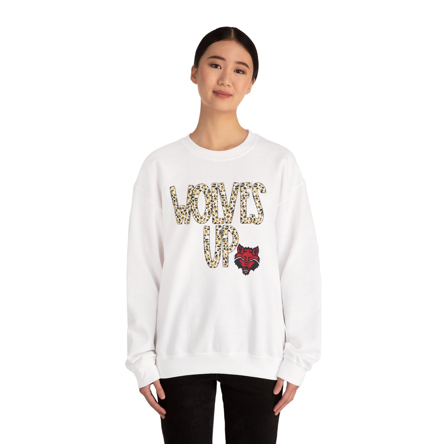 Wolves Up Leopard Print Sweatshirt | Unisex Heavy Blend™ Crewneck