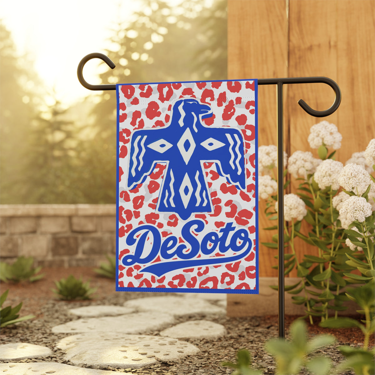 DeSoto Thunderbird Garden Flag - Red Leopard Accent House Banner