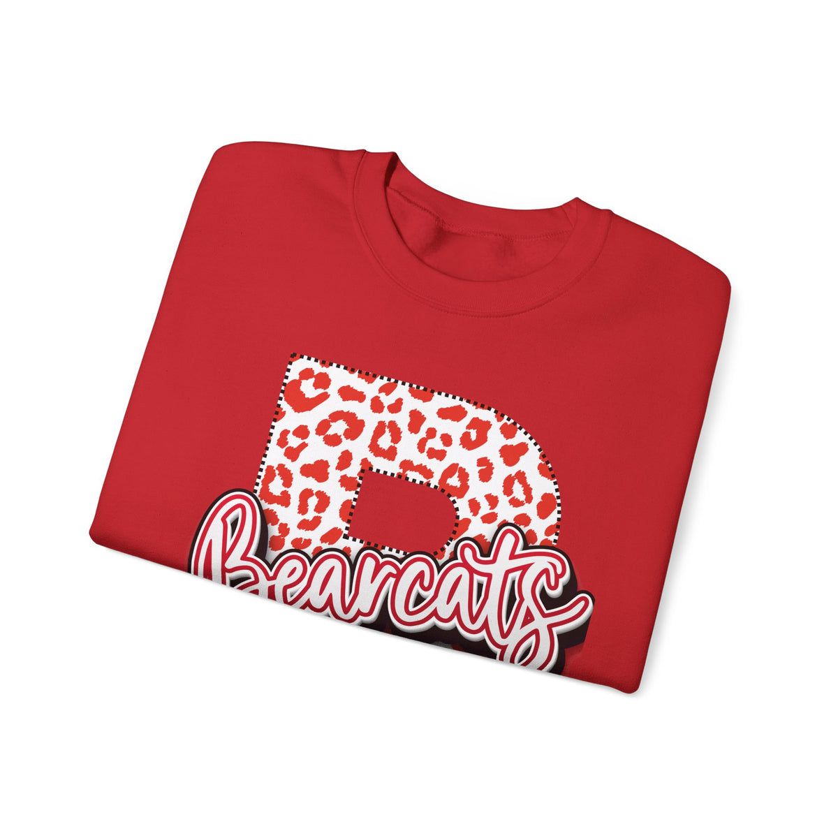 Adult. Brookland Bearcats Leopard Print "B" Crewneck Sweatshirt
