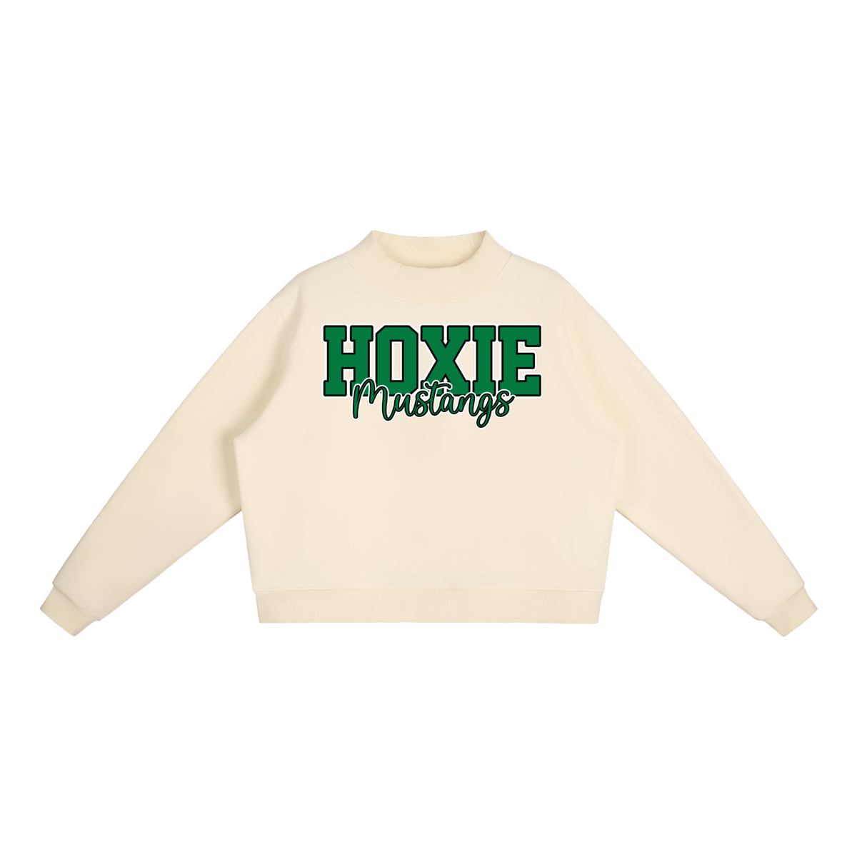 Hoxie Mustangs. Fleece Mock-Neck Crew Sweatshirt