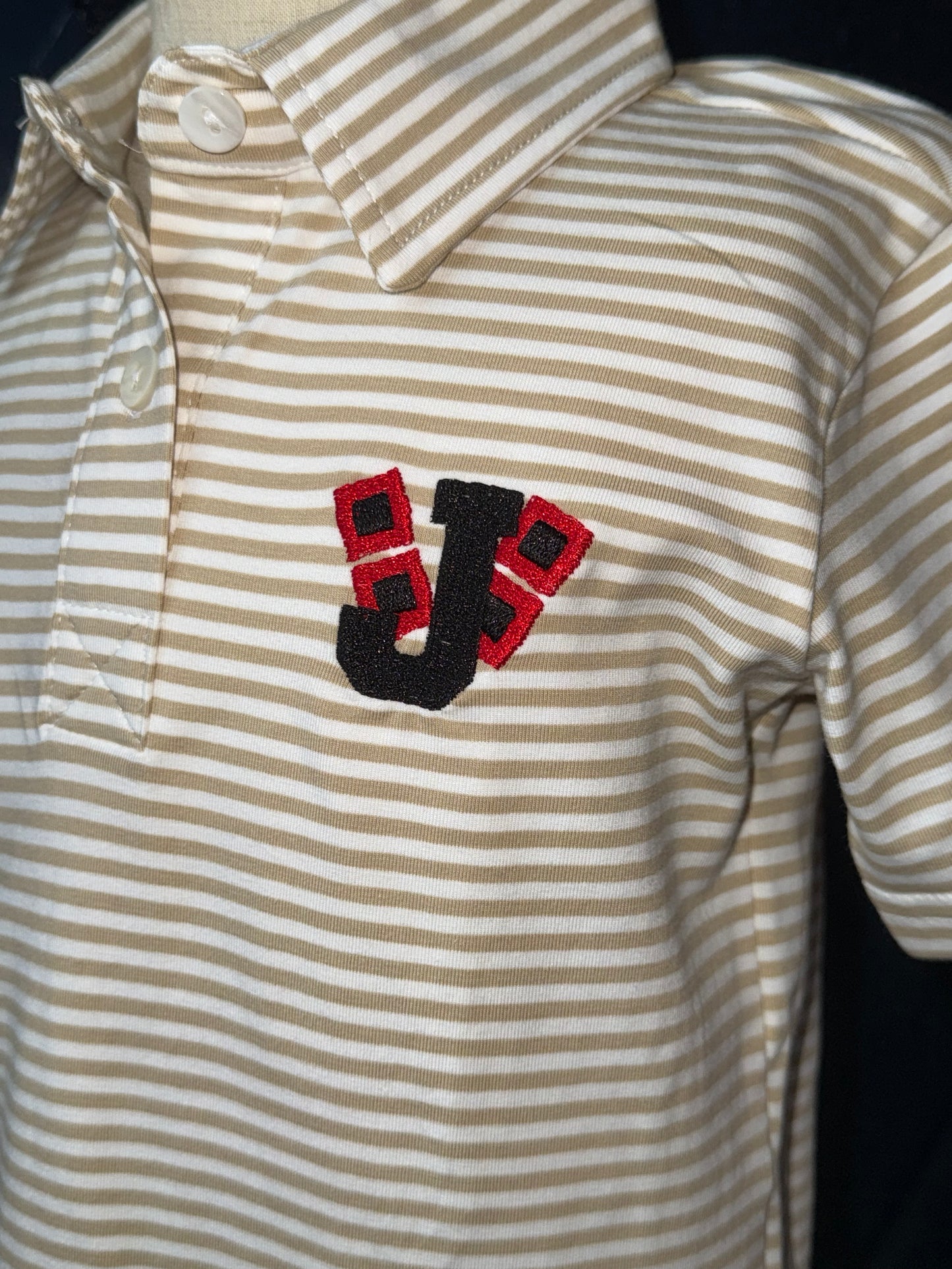 Preorder -Jonesboro Polo (Khaki Gold Stripe)