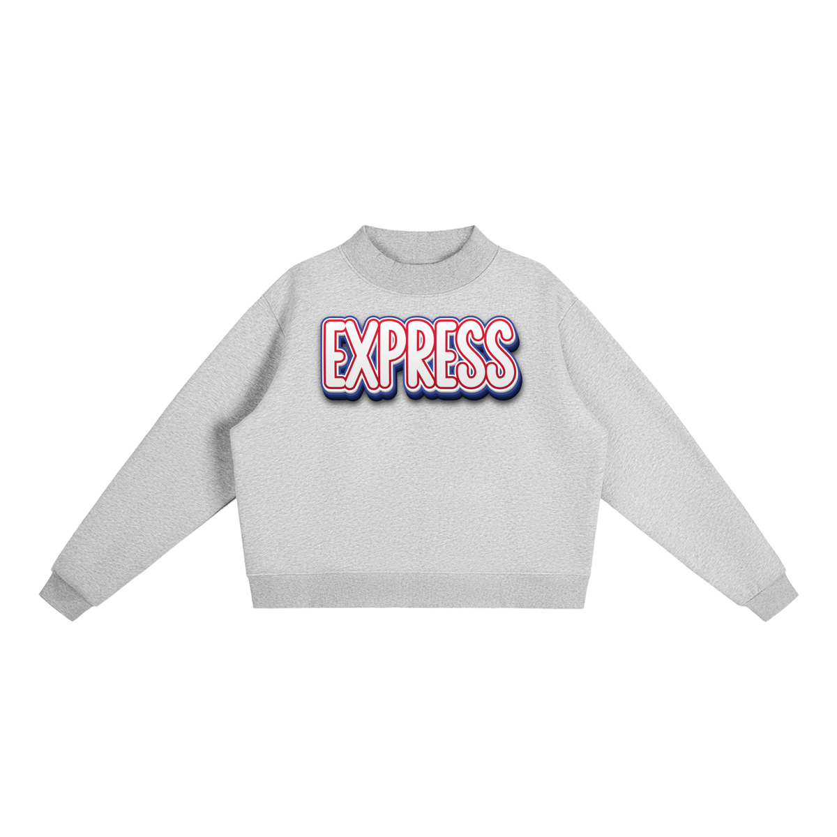 Express Baseball. Fleece Mock-Neck Crew Sweatshirt