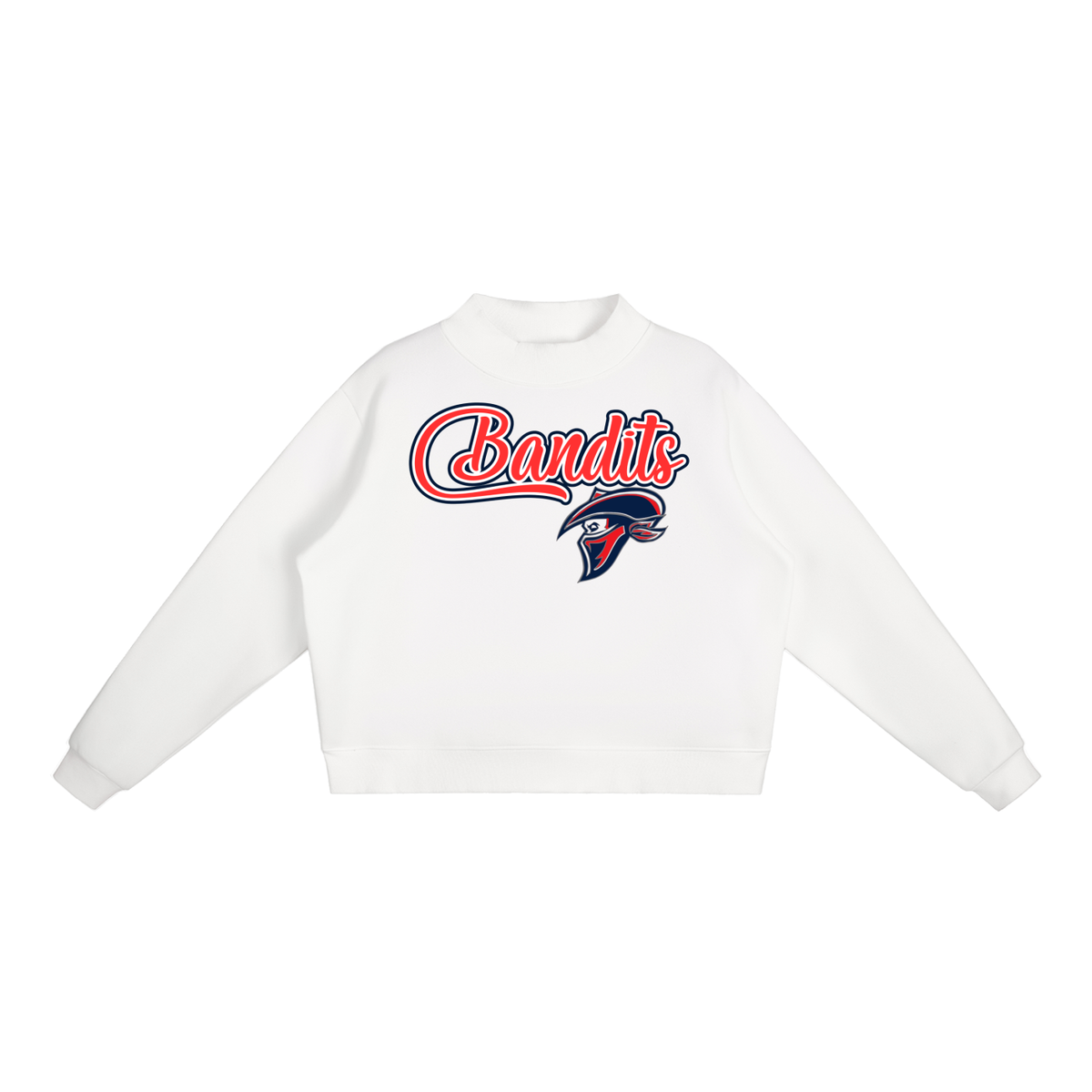 Essential Fleece Mock-Neck Crew Sweatshirt- Bandits Logo