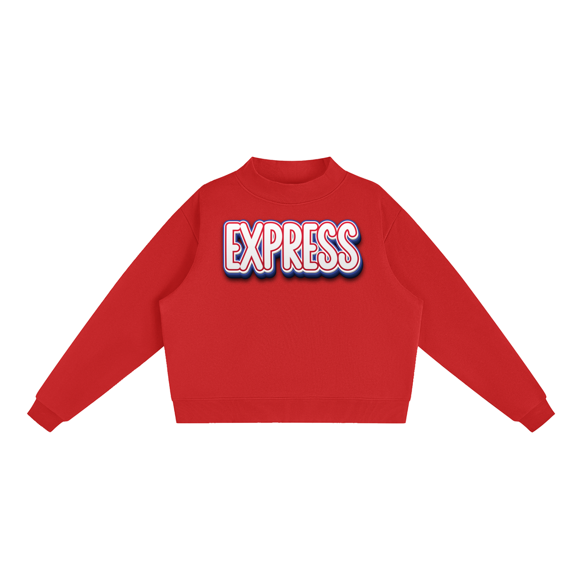 Express Baseball. Fleece Mock-Neck Crew Sweatshirt